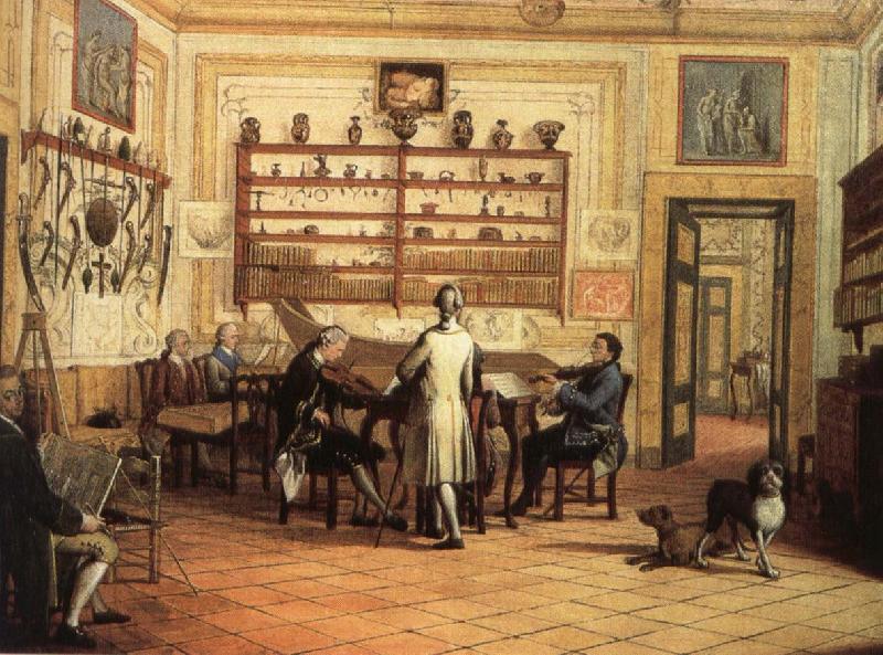 hans werer henze The mid-18th century a group of musicians take part in the main Chamber of Commerce fortrose apartment in Naples, Italy Sweden oil painting art